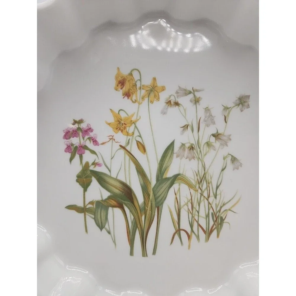 Shafford Japan Floral Porcelain Quiche Pie Tart Dish 1970s Rock Garden Pattern